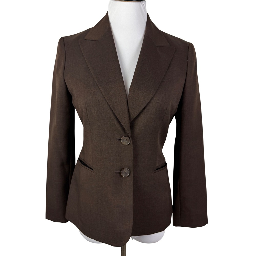 Nine West Suit Brown Two Button Tailored Blazer Jacket Women's 4 Professional